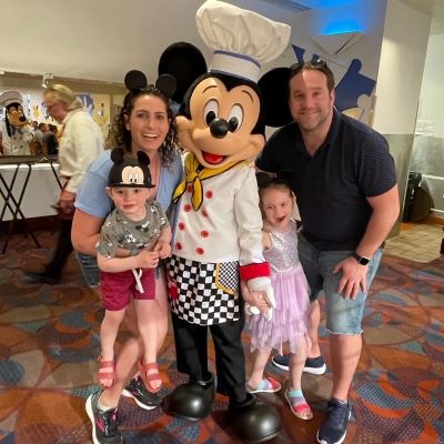 Saying cheese with Mickey Mouse at Chef Mickey's